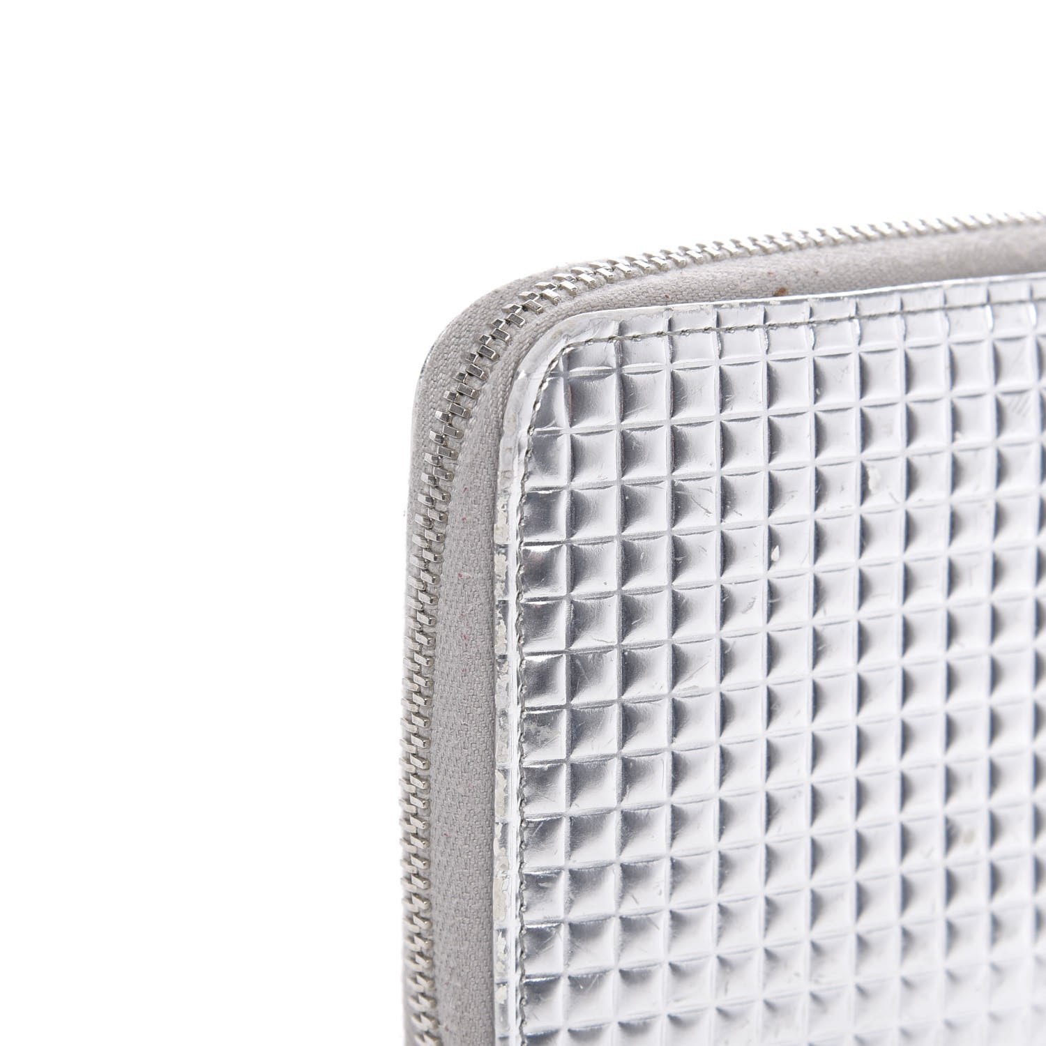 Chanel Patent Embossed CC Zip Around Wallet Silver 10 of 14