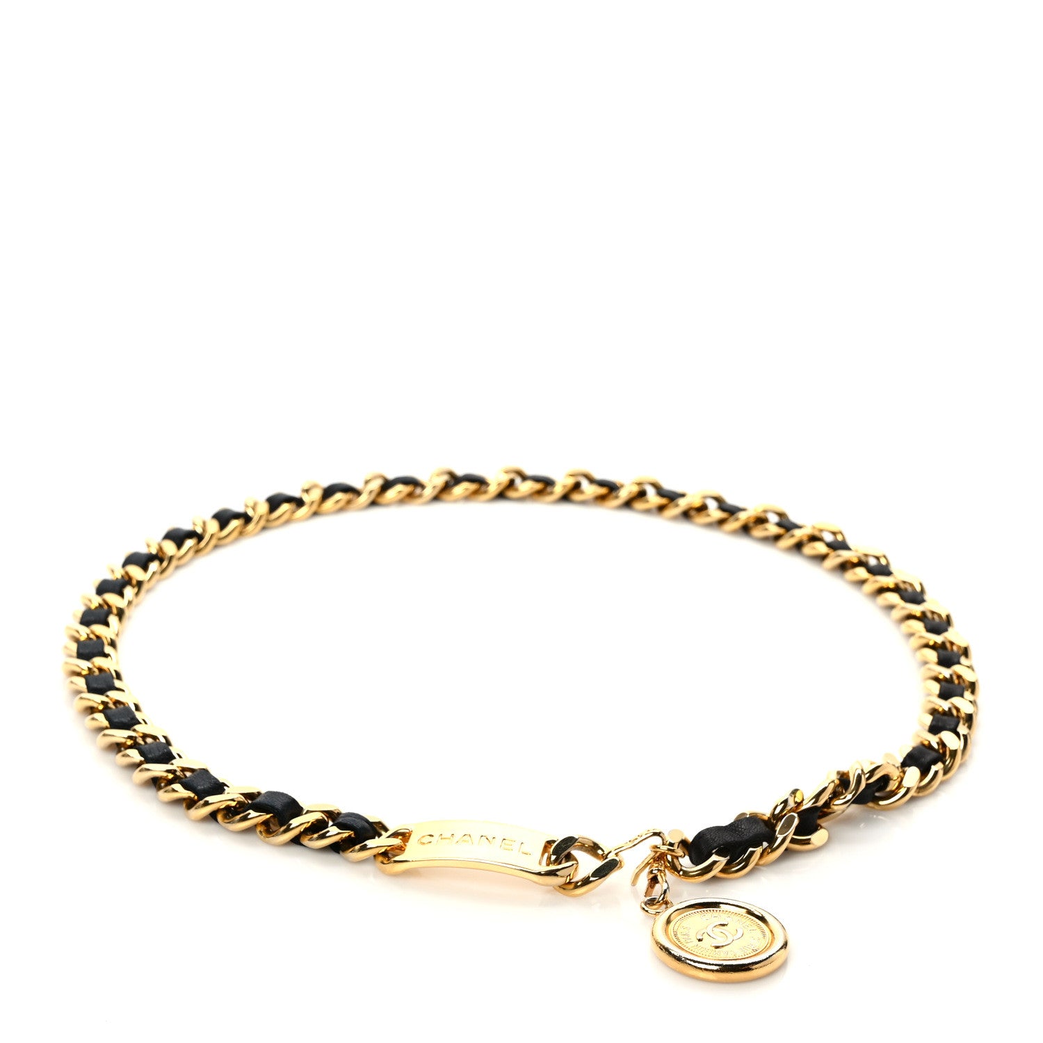 Chanel Lambskin Chain CC Medallion Belt Black Gold 1 of 5