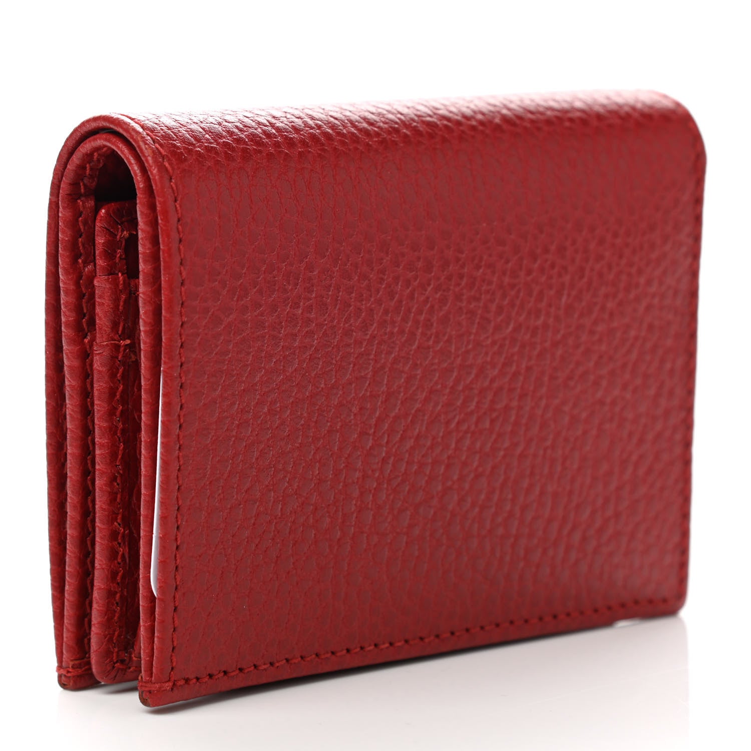 Gucci Pebbled Calfskin GG Marmont Card Case Hibiscus Red 3 of 10