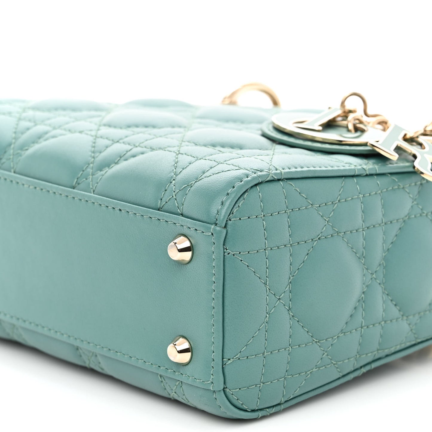 Lambskin Cannage Mini Lady Dior Storm Blue