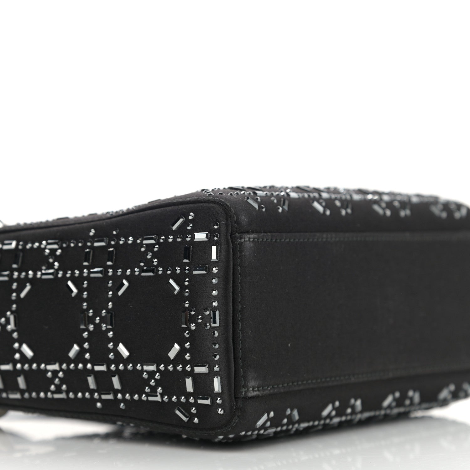 Christian Dior Satin Crystal Cannage Mini Lady Dior Black 8 of 9