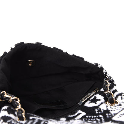 Chanel Cashmere Knit Coco Neige Flap Black White 5 of 10