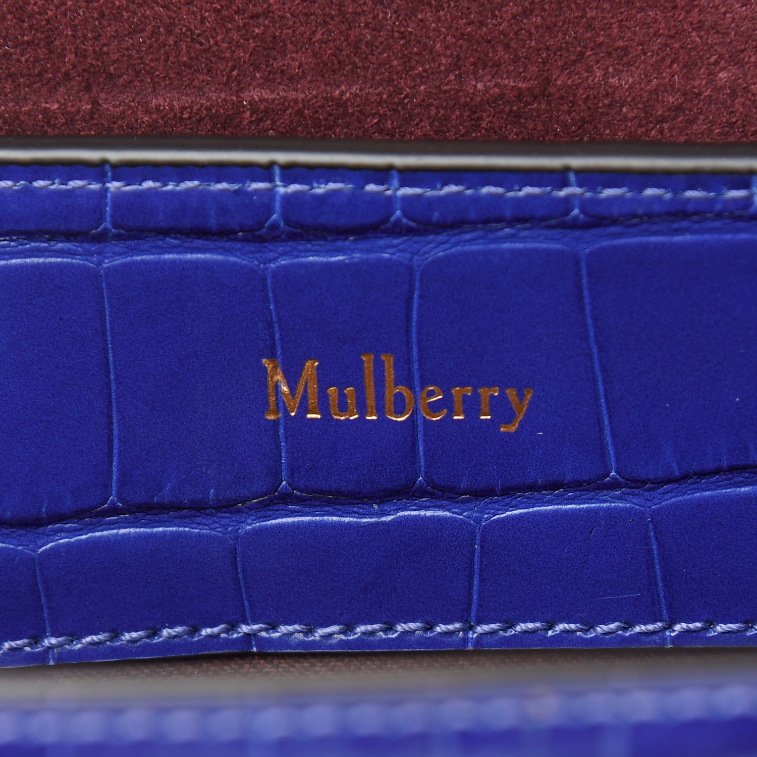Mulberry Shiny Croc Calfskin Embossed Small Seaton Cobalt Blue 6 of 8