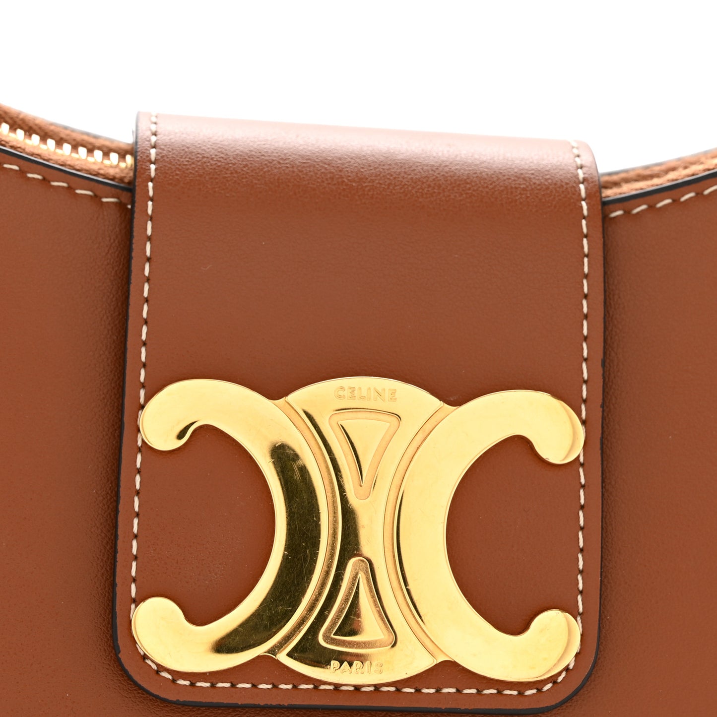 Smooth Calfskin Medium Strap Ava Triomphe Shoulder Bag Tan