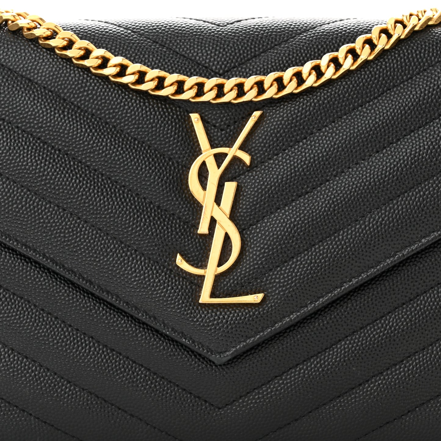 Grain De Poudre Matelasse Chevron Monogram Chain Wallet Black