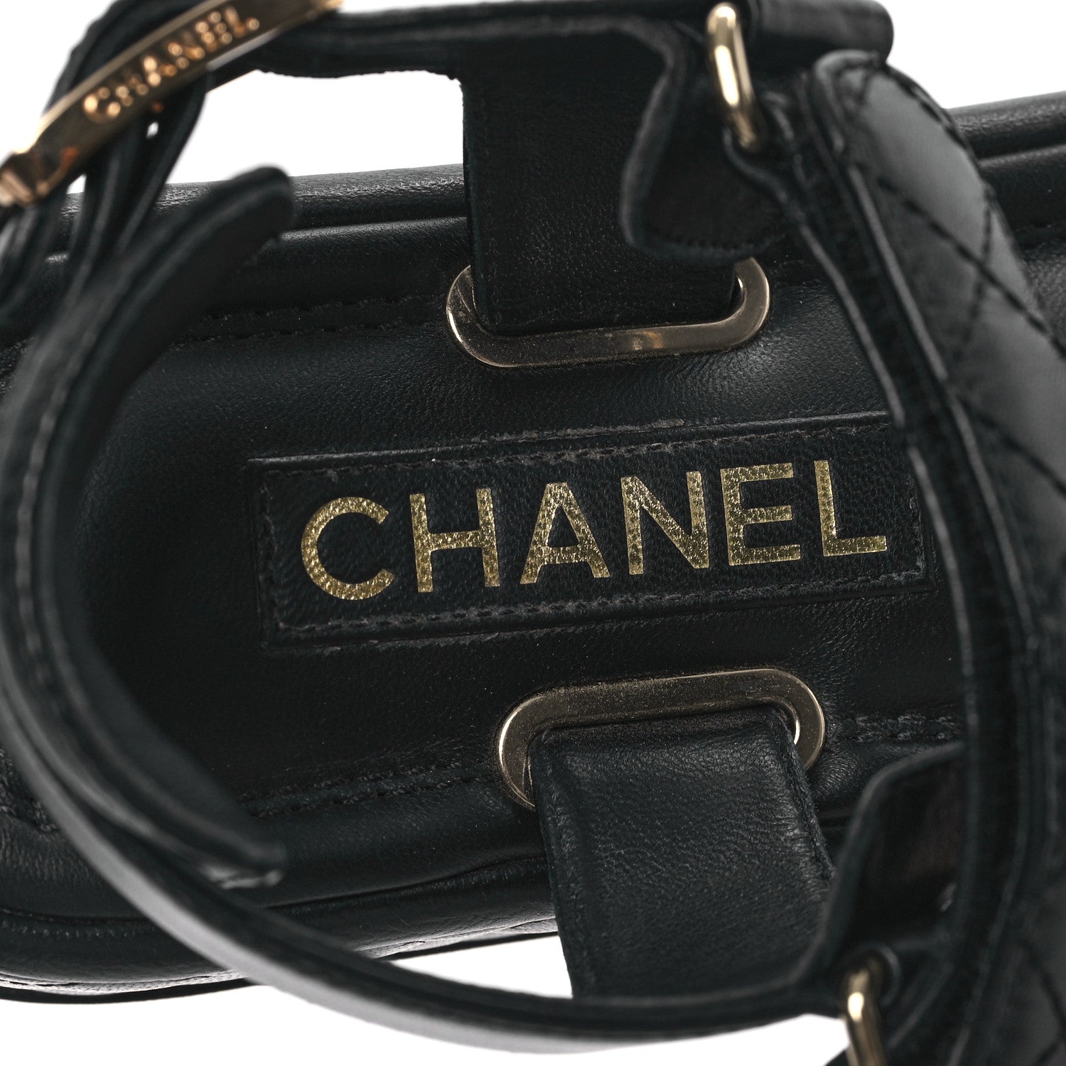 Chanel Lambskin Quilted Platform Sandals 37 Black 7 of 9