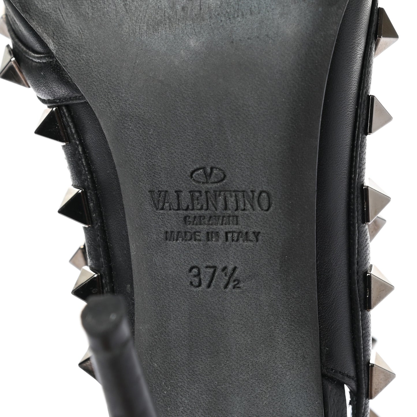 Calfskin Nappa Rockstud Ankle Strap 100mm Pumps 37.5 Black