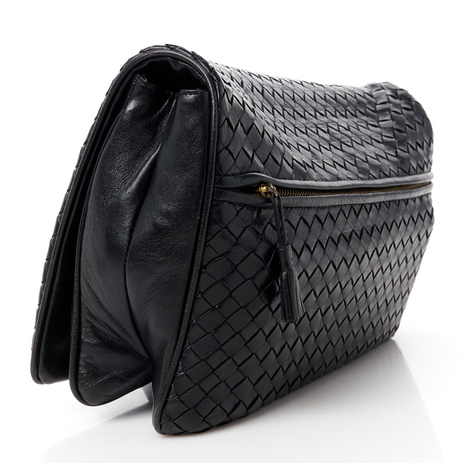 Bottega Veneta Nappa Intrecciato Flap Tassel Clutch Black 3 of 11