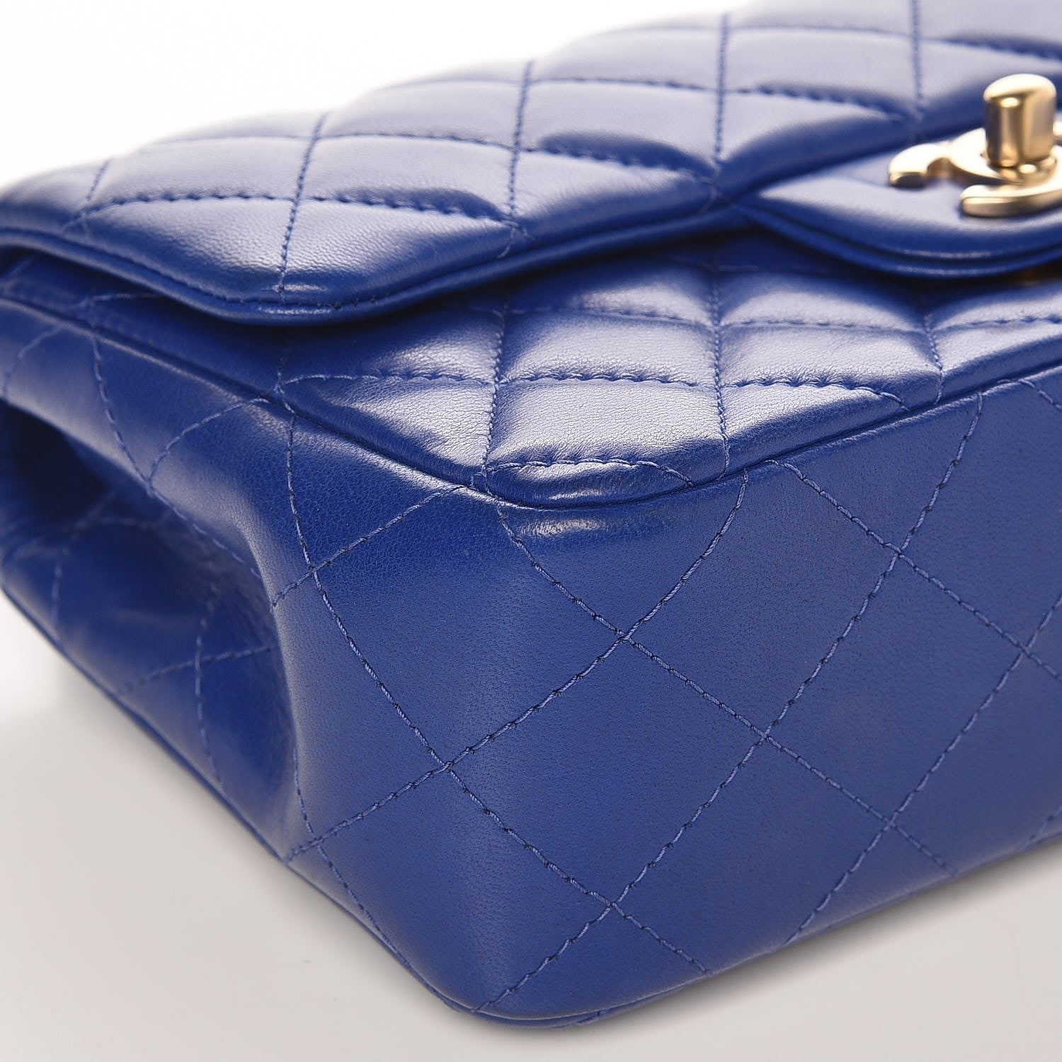 Chanel Lambskin Quilted Mini Rectangular Flap Dark Blue 8 of 12