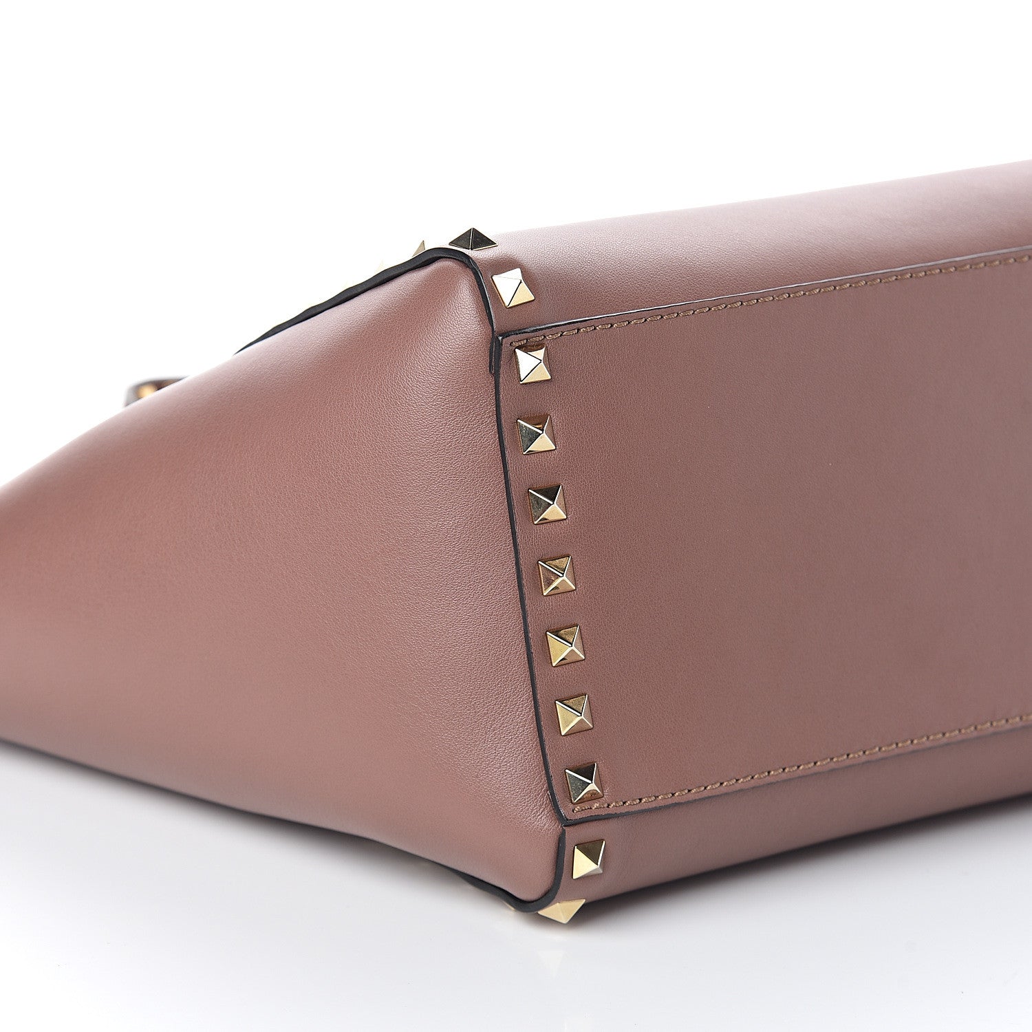 Valentino Garavani Vitello Small Rockstud Double Handle Tote Brownish 7 of 8