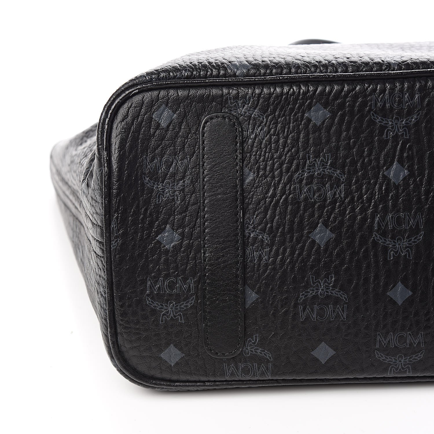 MCM Visetos Medium Anya Zip Top Shopper Tote Black 10 of 15