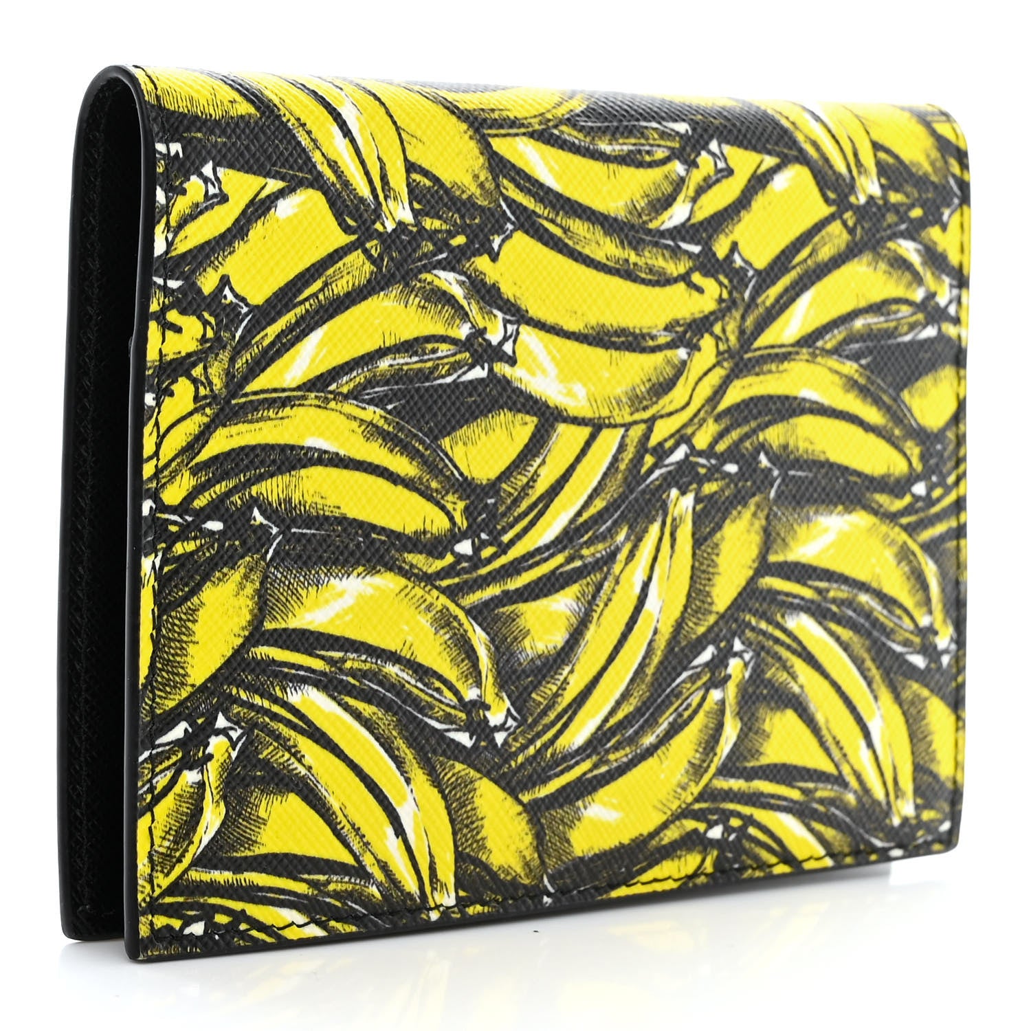 Prada Saffiano Triangle Banana Print Passport Holder Giallo Dis Banana 3 of 10
