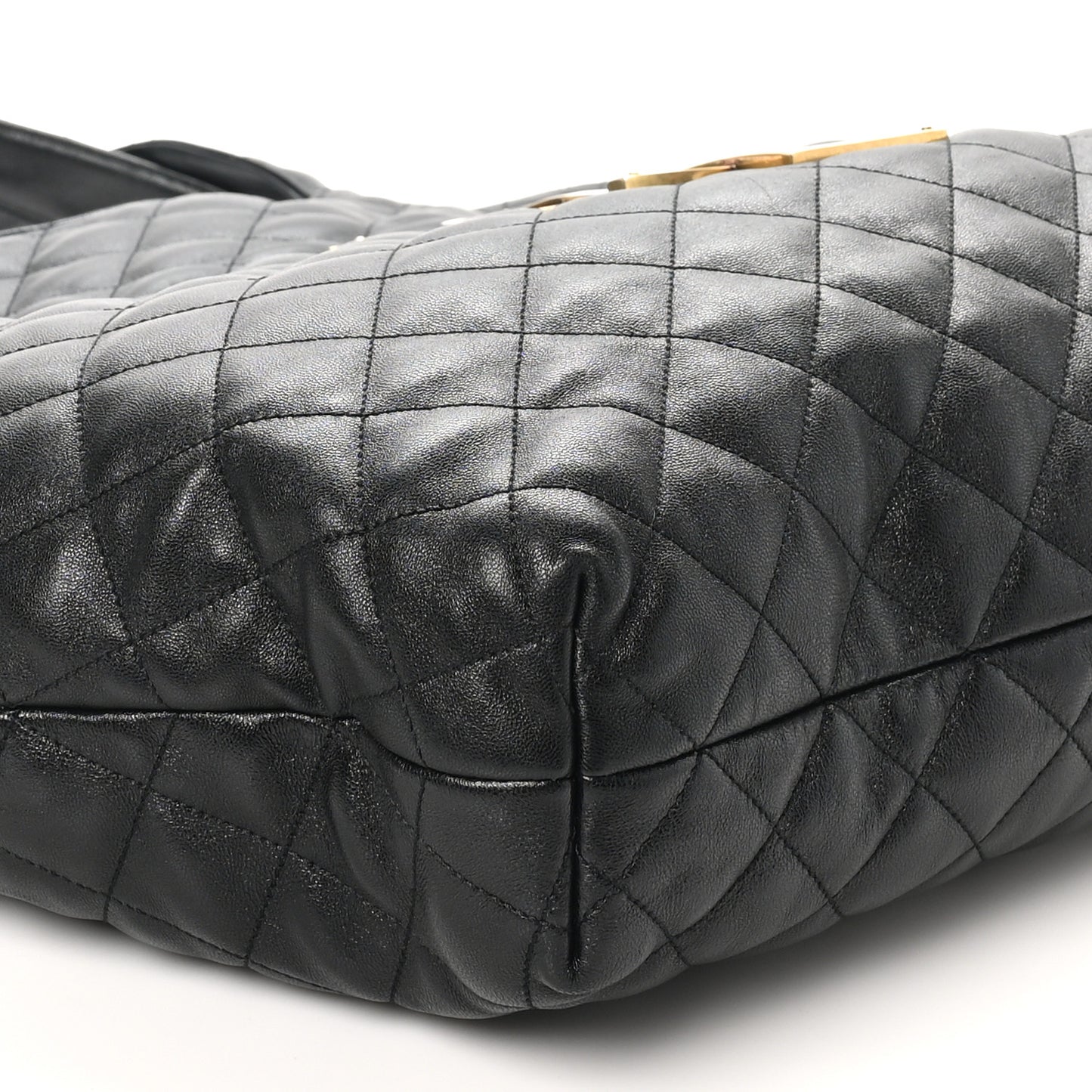 Lambskin Quilted Maxi Icare Shopping Tote Black