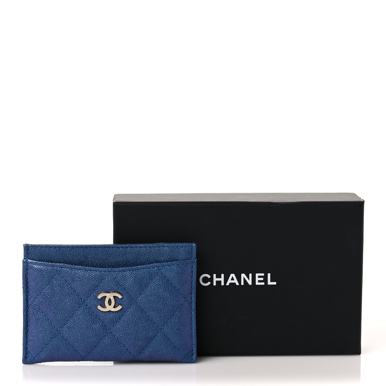 Chanel Iridescent Caviar Quilted Card Holder Dark Blue 12 of 12