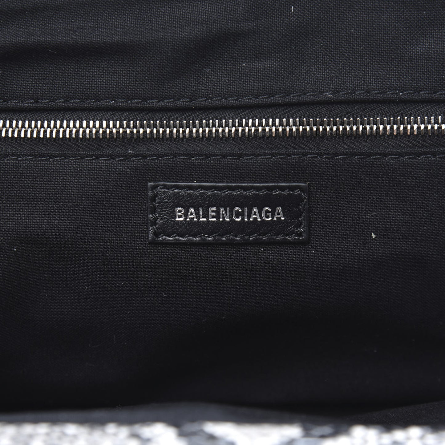 Calfskin Logo Python Effect Cloud Clutch XS Black White