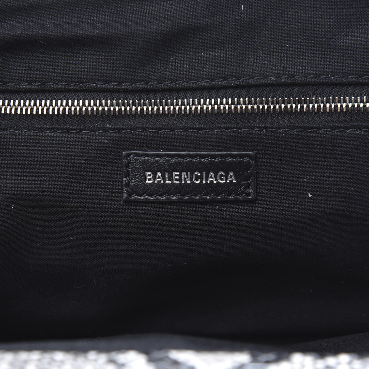 Balenciaga Calfskin Logo Python Effect Cloud Clutch XS Black White 6 of 8