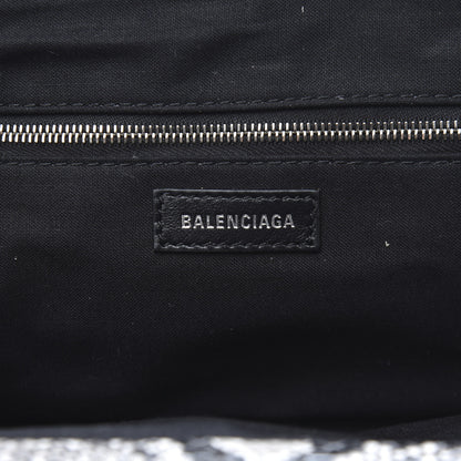 Balenciaga Calfskin Logo Python Effect Cloud Clutch XS Black White 6 of 8