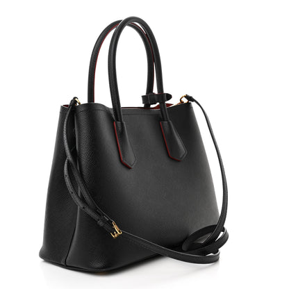 Prada Saffiano Cuir Small Double Bag Black Fuoco 2 of 9