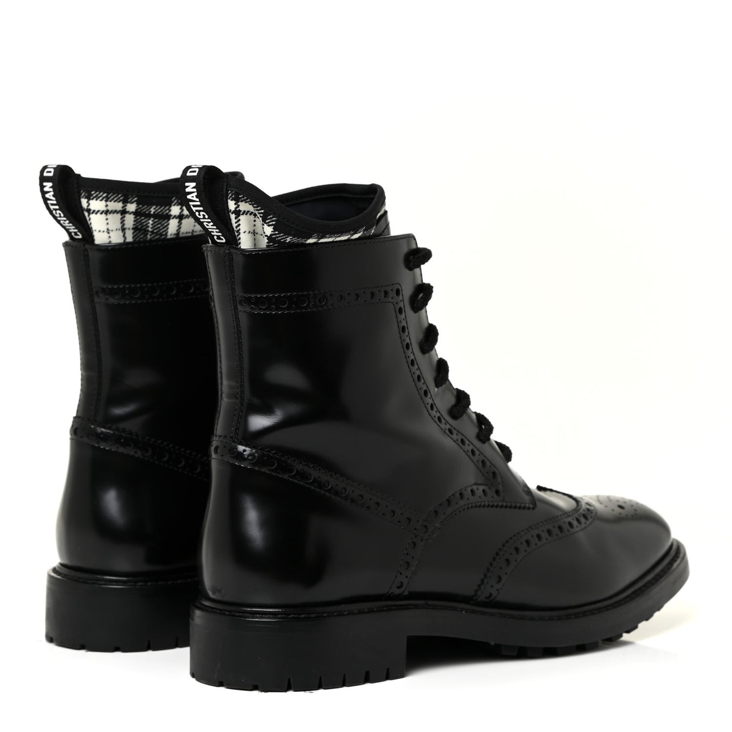 Calfskin Tartan D-Order Low Boot 39.5 Black White