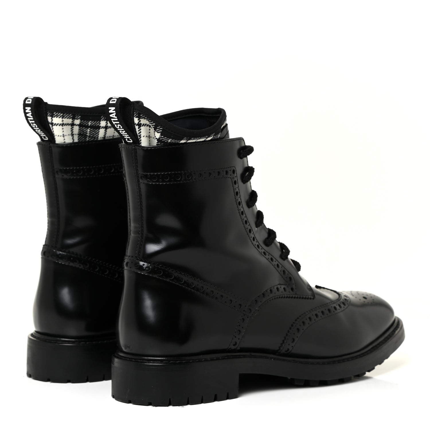 Christian Dior Calfskin Tartan D-Order Low Boot 39.5 Black White 4 of 12
