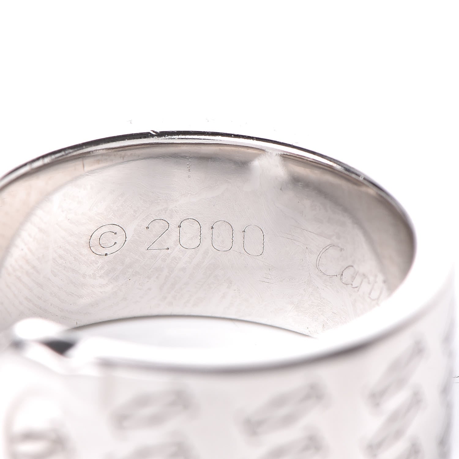Cartier 18K White Gold C De Christmas Ring 50 5.25 4 of 5