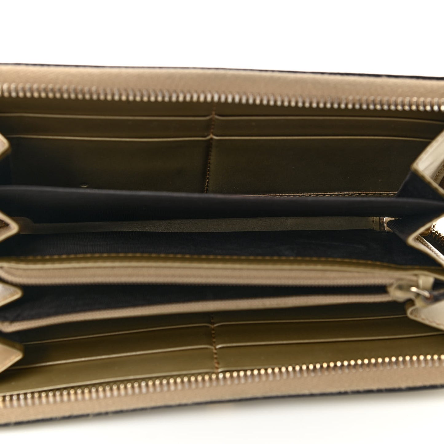Metallic Guccissima Bow Zip Around Wallet Golden Beige