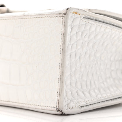 Balenciaga Shiny Calfskin Crocodile Embossed Small Hourglass Sling Shoulder Bag White 10 of 17
