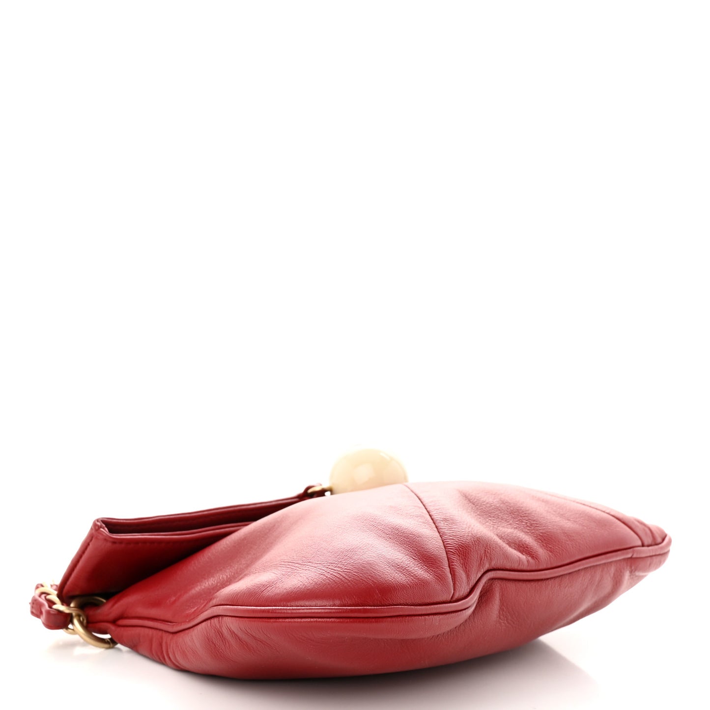 Lambskin Coco Ball Fold Over Bag Red