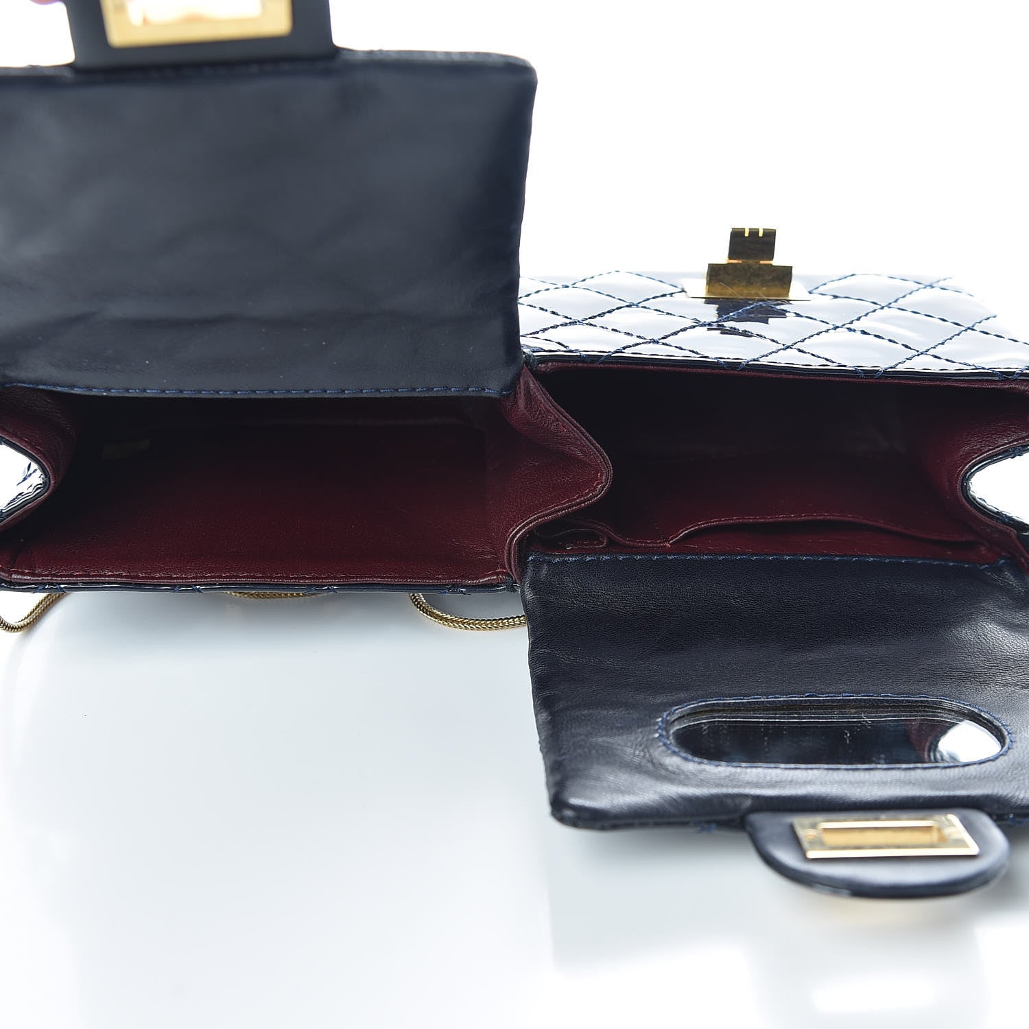 Chanel Patent Quilted Reissue Double Flap Clutch Navy 4 of 9
