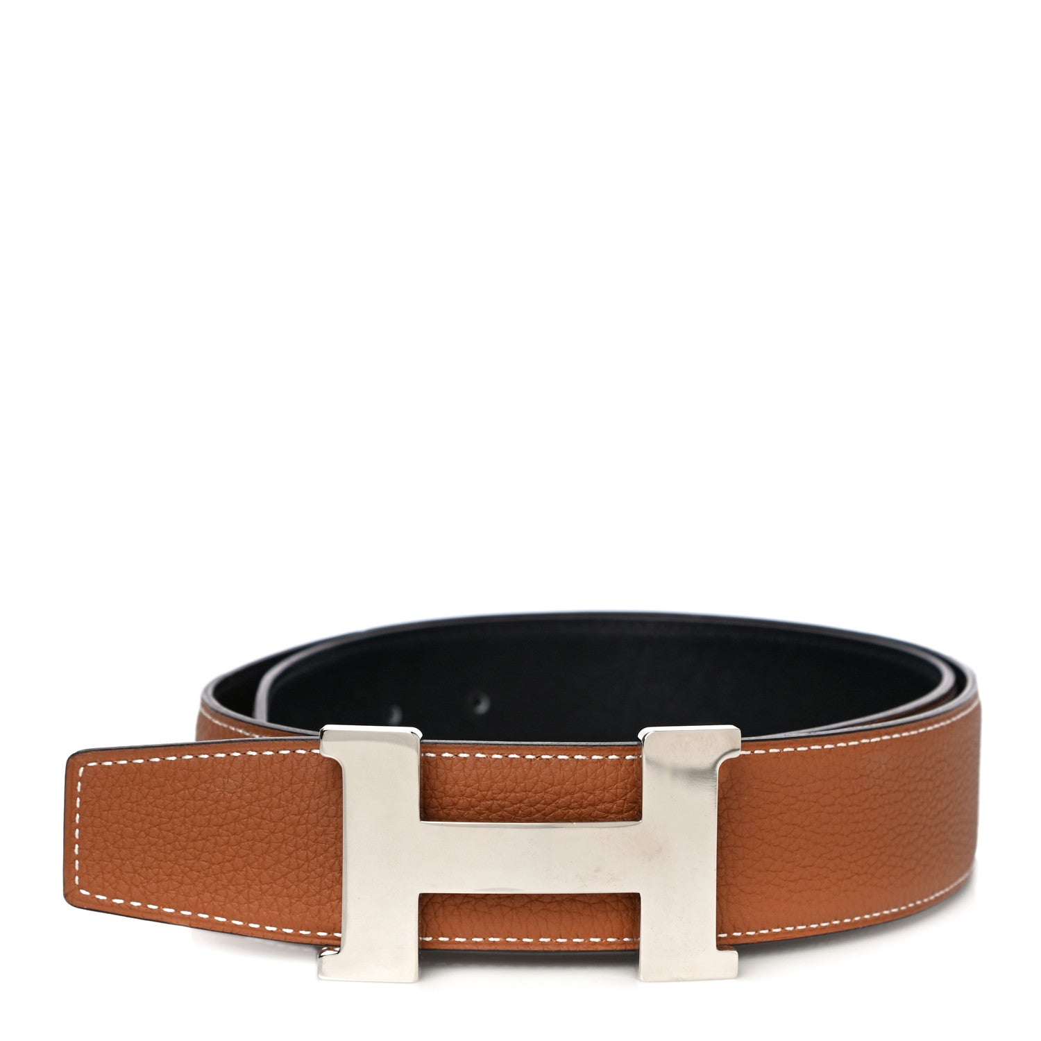 Hermes Box Togo 32mm H Belt 85 Black Gold 1 of 9
