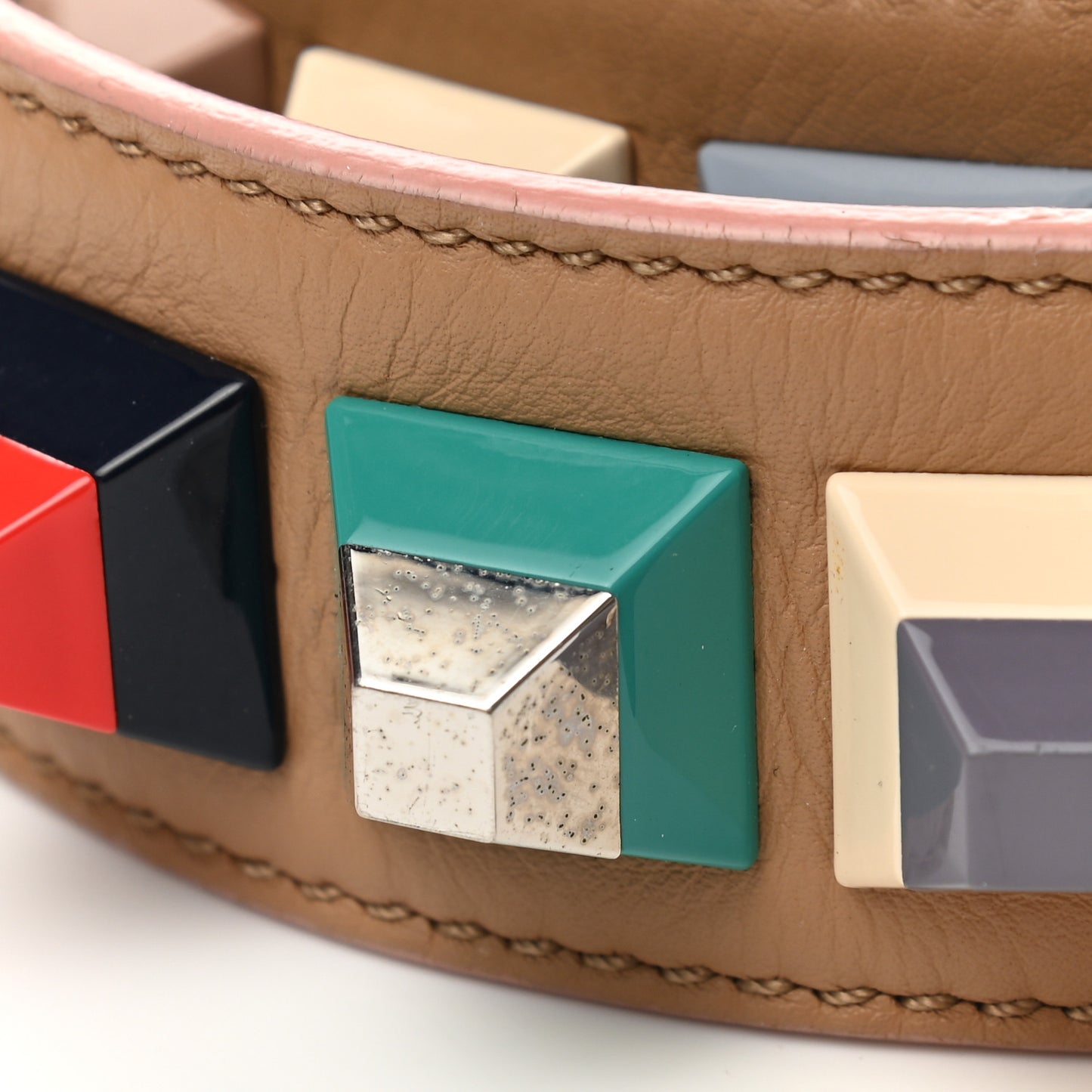Vitello Dolce Plexiglass Bi-Color Studded Strap You Cuoio Oceano Multicolor
