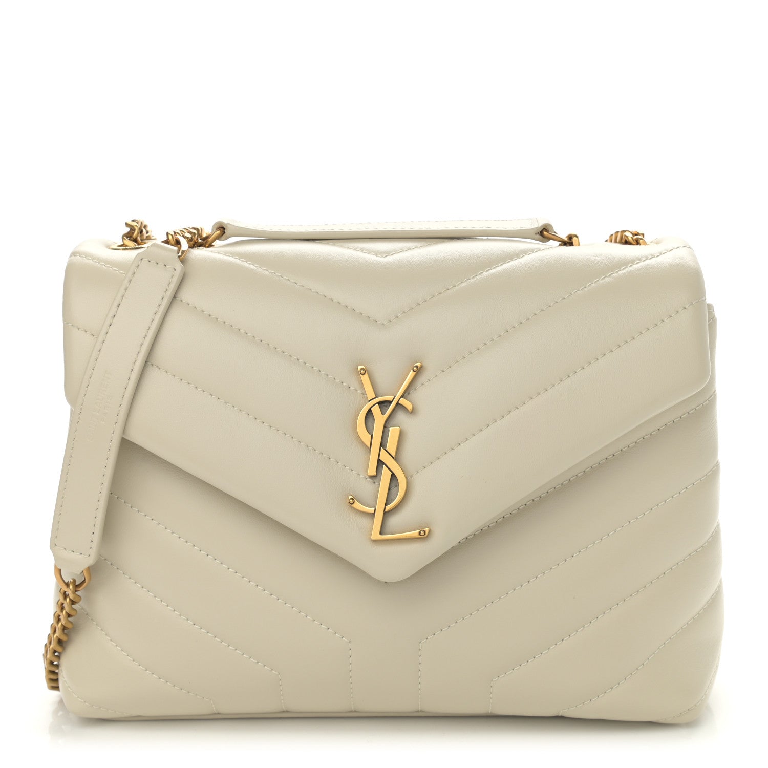 Saint Laurent Calfskin Y Quilted Monogram Small Loulou Chain Satchel Crema Soft 1 of 11