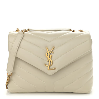 Saint Laurent Calfskin Y Quilted Monogram Small Loulou Chain Satchel Crema Soft 1 of 11