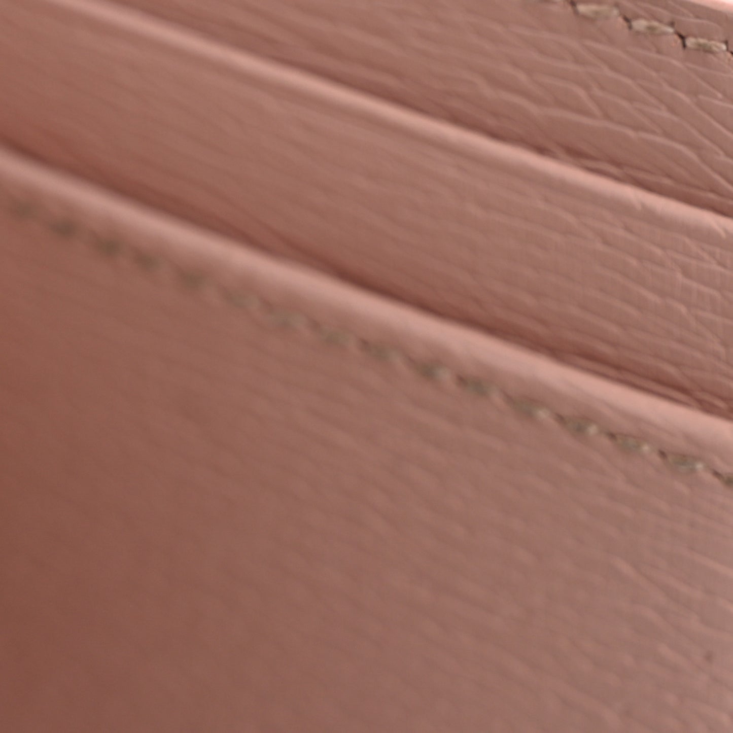 Calfskin Script Card Holder Light Pink