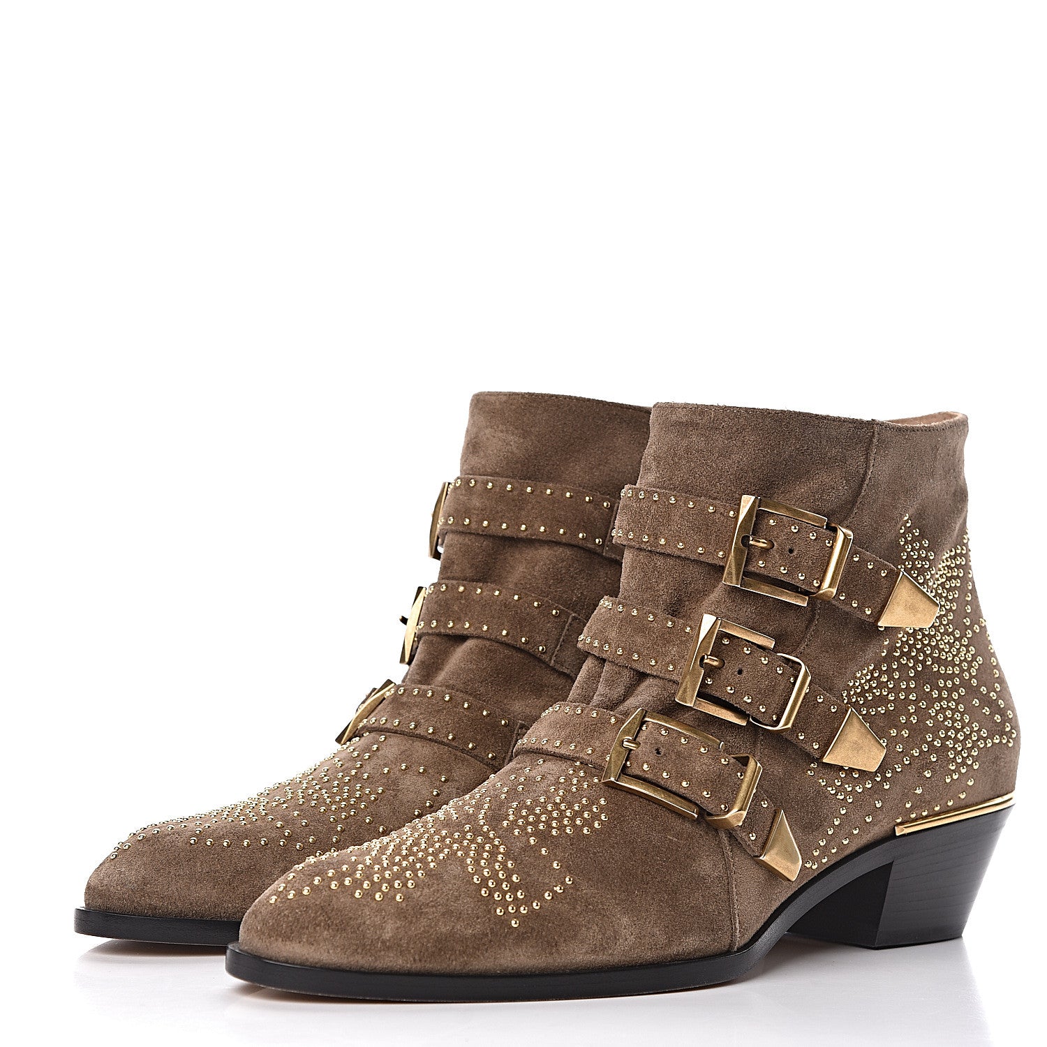 Chloe Suede Sheepskin Studded Susanna Ankle Boots 40.5 Dark Greige 3 of 8