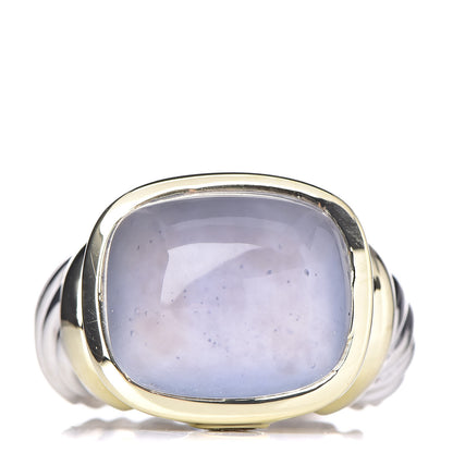 David Yurman Sterling Silver 14K Yellow Gold Chalcedony 14mm Noblesse Ring 50 5.5 1 of 7