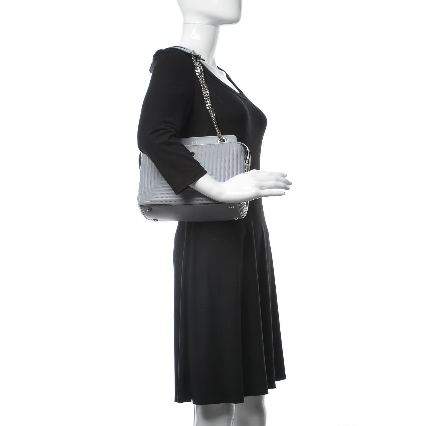 Shiny Nappa Trapuntata Small DotCom Click Chain Satchel Ardesia