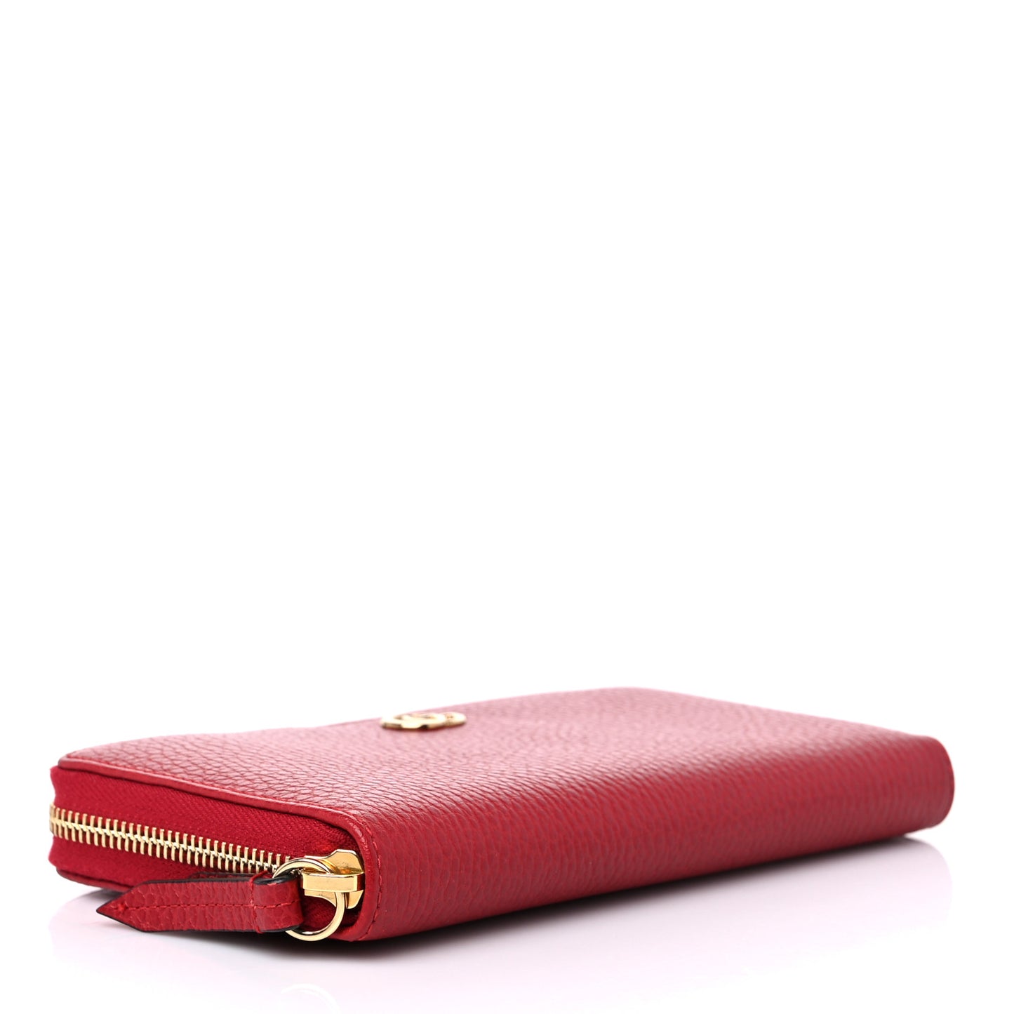 Calfskin GG Marmont Continental Zip Wallet Hibiscus Red