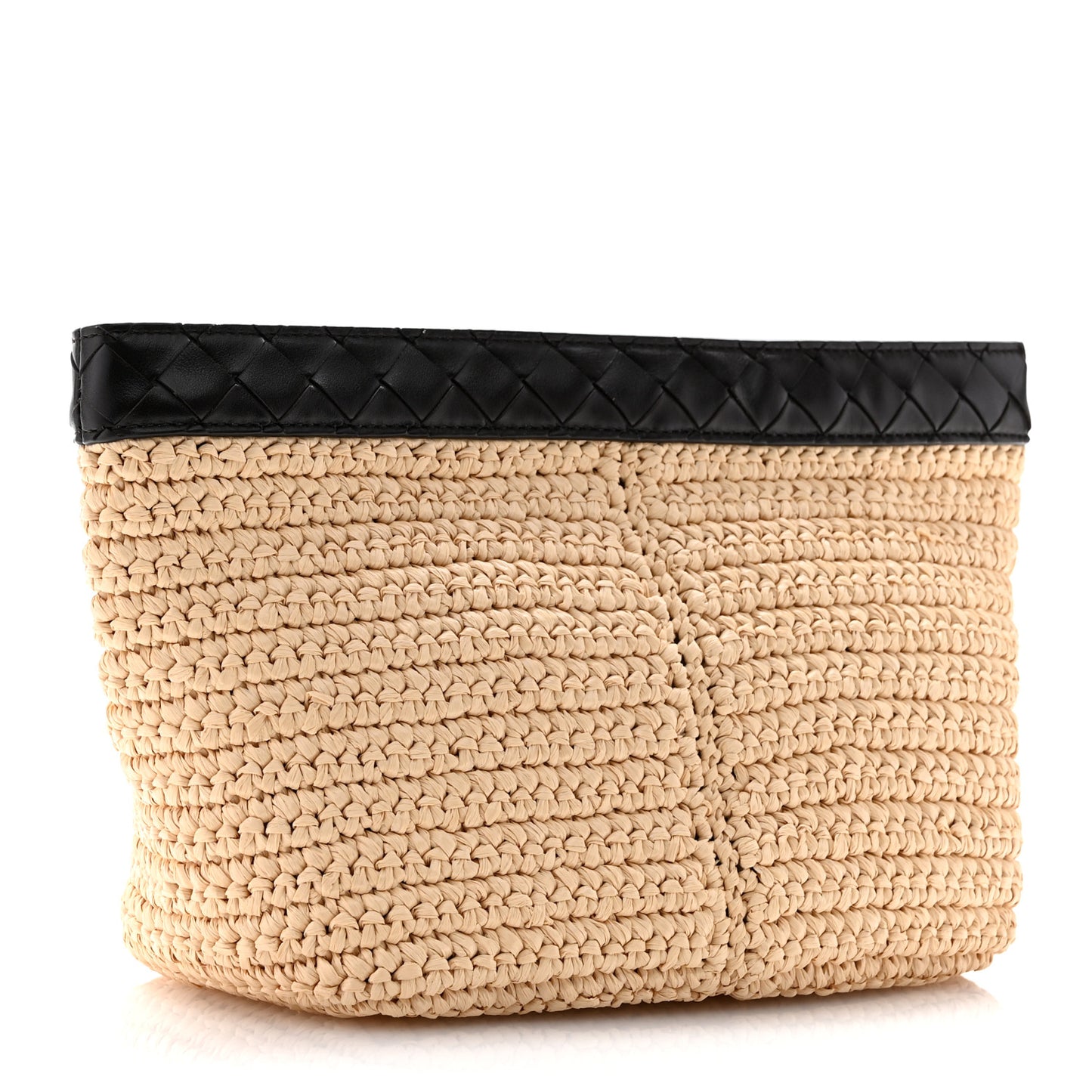 Raffia Woven Nappa Intrecciato Medium Pouch Natural Fondant