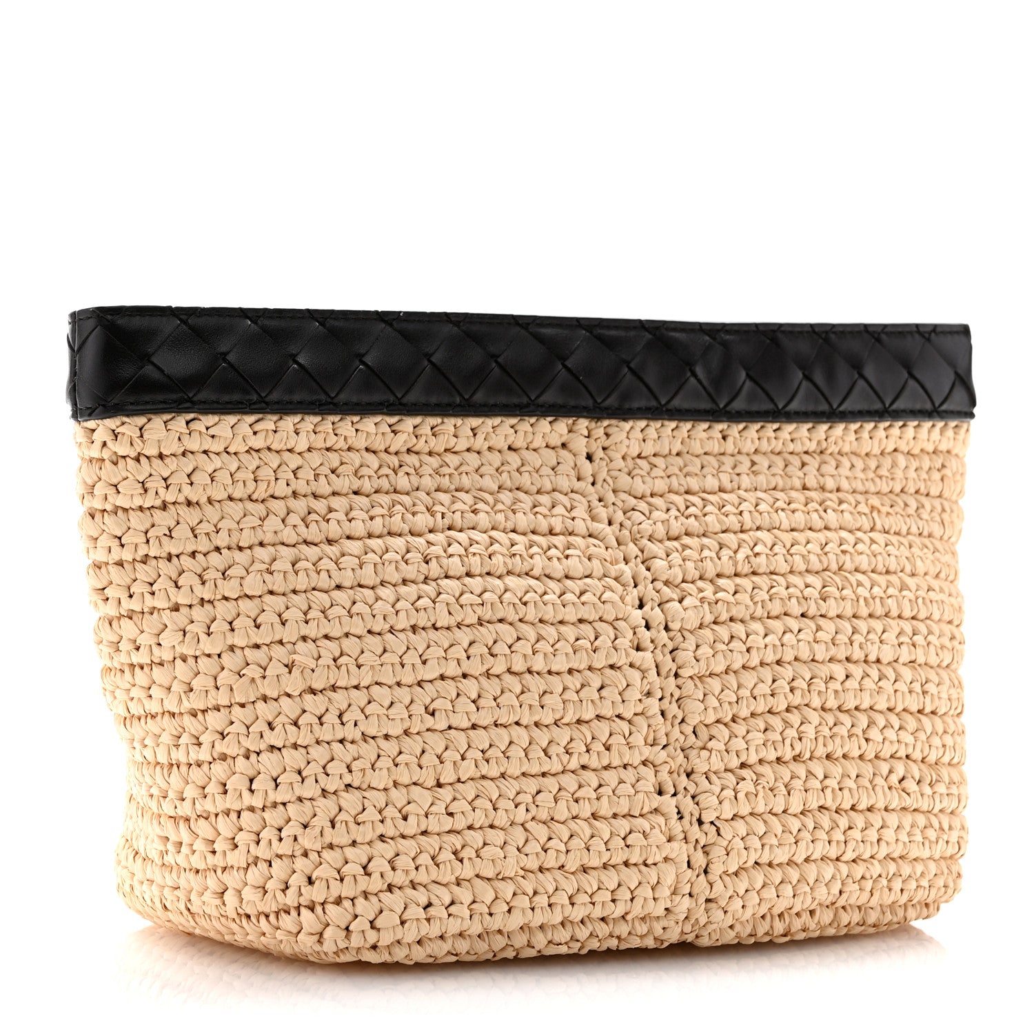 Bottega Veneta Raffia Woven Nappa Intrecciato Medium Pouch Natural Fondant 3 of 8