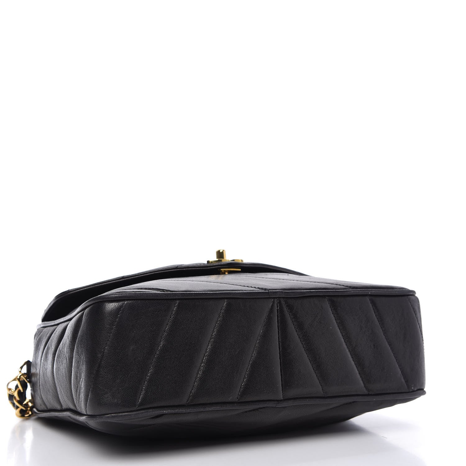 Chanel Lambskin Chevron Quilted Tassel Camera Case Black 4 of 12