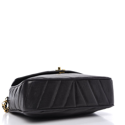 Chanel Lambskin Chevron Quilted Tassel Camera Case Black 4 of 12