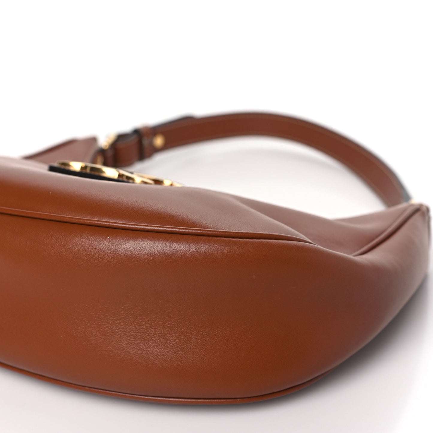 Smooth Calfskin Medium Strap Ava Triomphe Shoulder Bag Tan