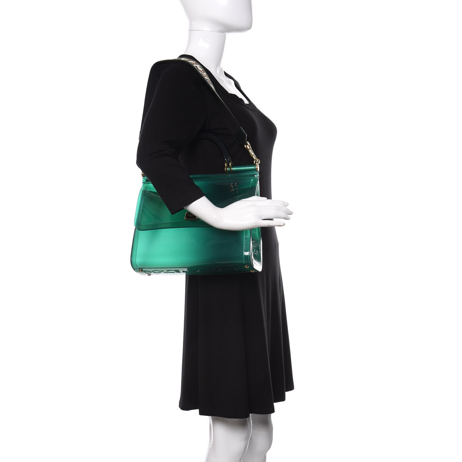 Dolce & Gabbana Rubber Semi Transparent Miss Sicily Satchel Verde 2 of 11