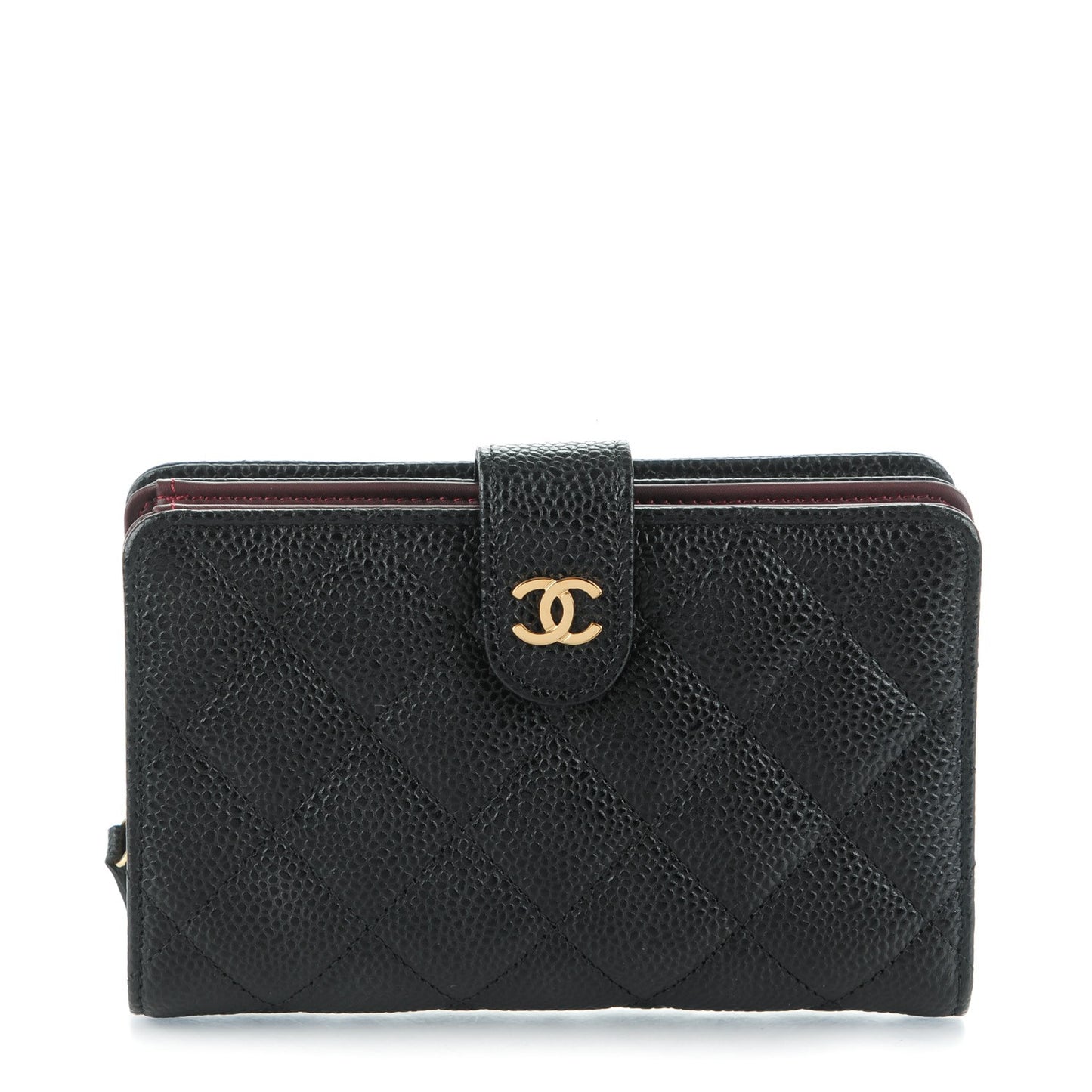 Caviar Quilted Zipped Pocket Wallet Black