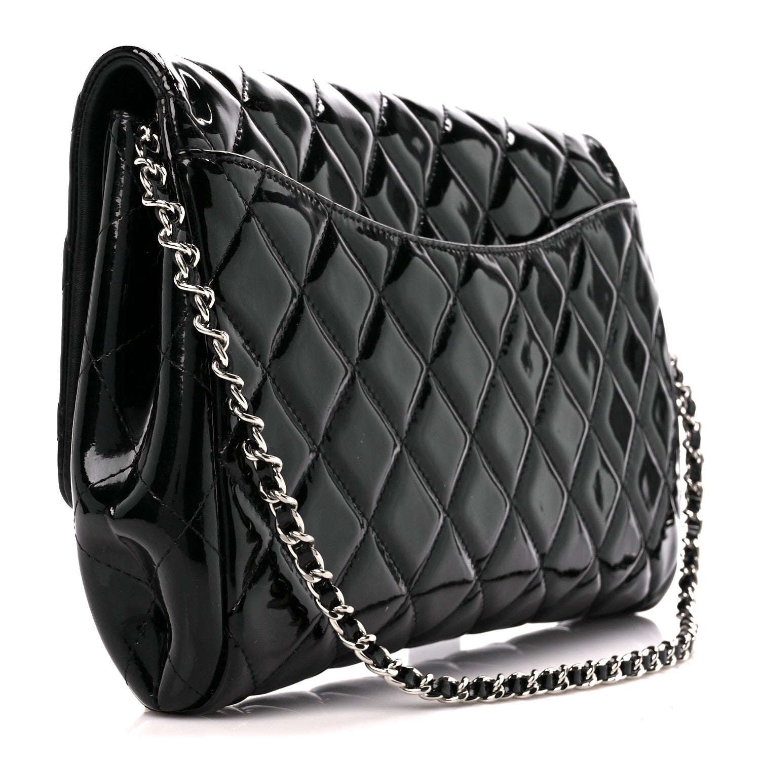 Chanel Patent Quilted Clutch with Chain Flap Black 3 of 11