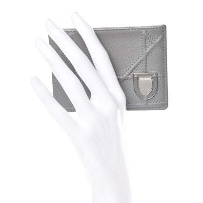 Christian Dior Grained Calfskin Cannage Diorama Card Holder Grey 2 of 10