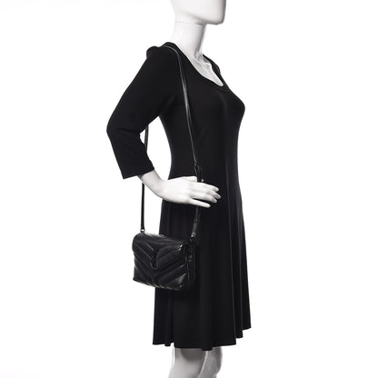 Saint Laurent Calfskin Y Quilted Monogram Toy Loulou Crossbody Bag Black 2 of 10