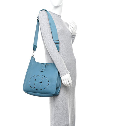 Hermes Taurillon Clemence Evelyne III GM Blue Jean 2 of 11