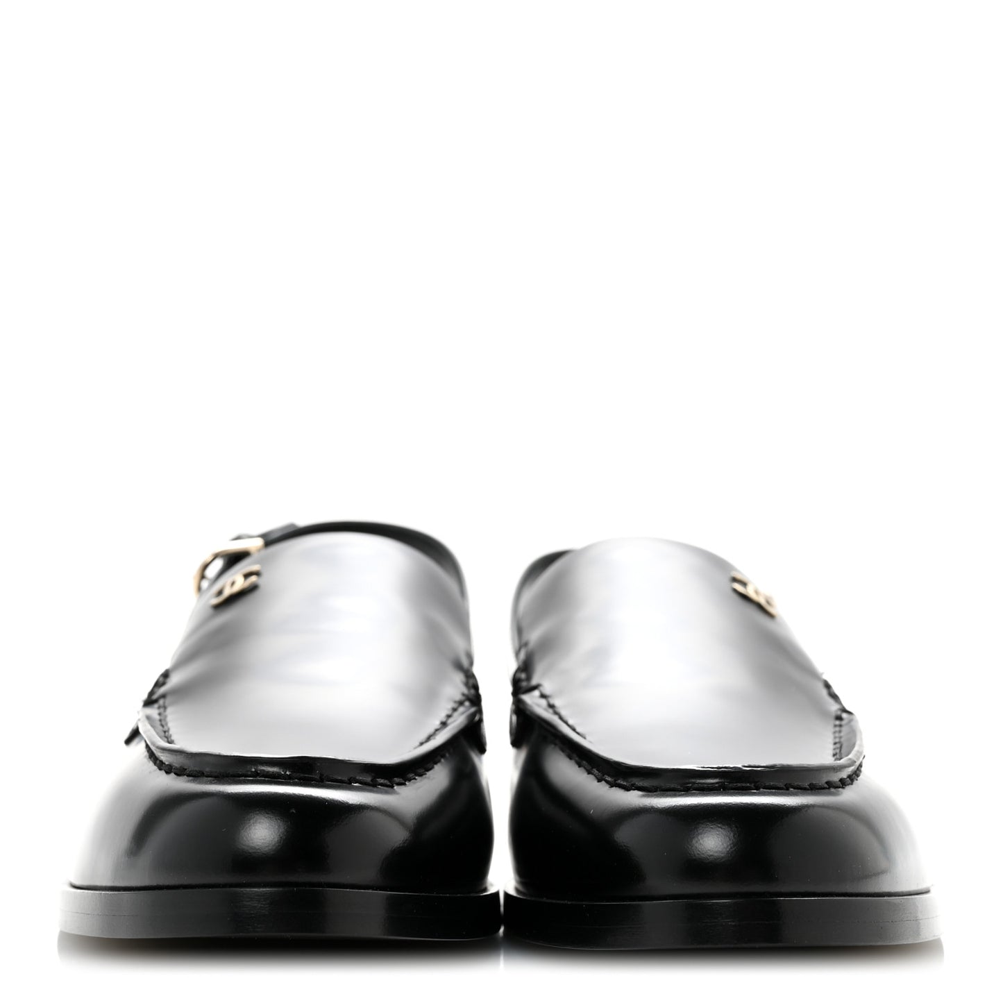 Shiny Calfskin Slingback Loafers 39.5 Black